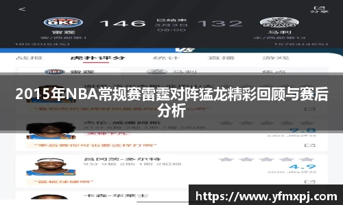 2015年NBA常规赛雷霆对阵猛龙精彩回顾与赛后分析