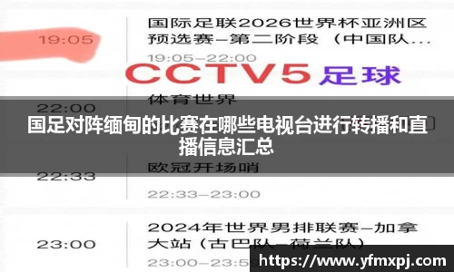 国足对阵缅甸的比赛在哪些电视台进行转播和直播信息汇总